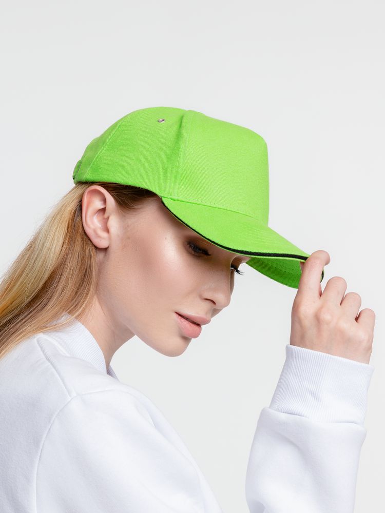 Бейсболка Classic, зеленое яблоко с черным кантом-6