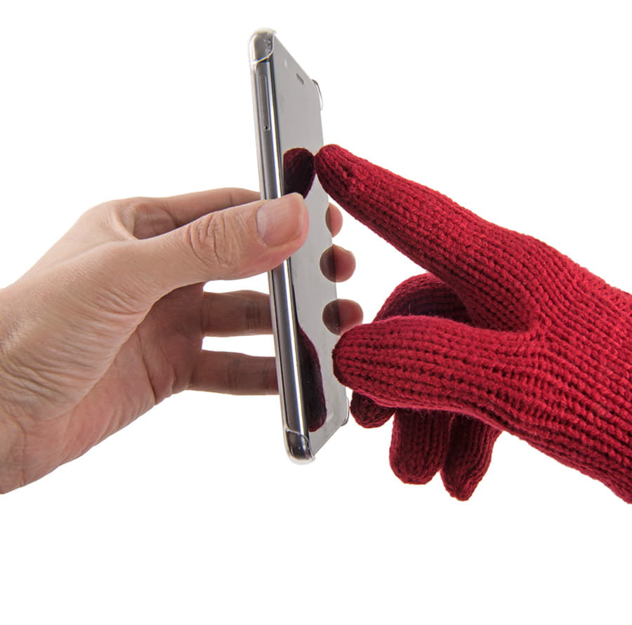 Перчатки для сенсорных экранов  "Снежинка", красный-1