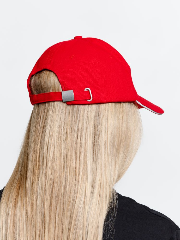 Бейсболка Long Beach, красная с белым-5