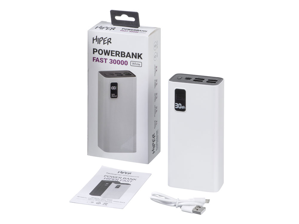 Портативный внешний аккумулятор FAST 30000 White-7