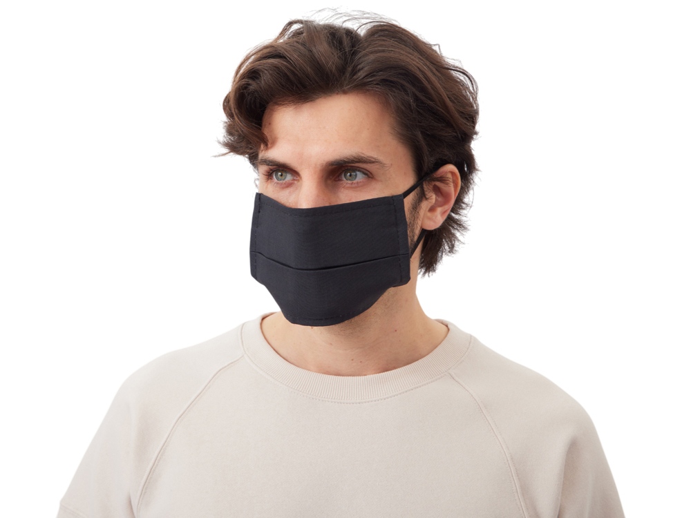 Маска для лица многоразовая из хлопка, черный-0