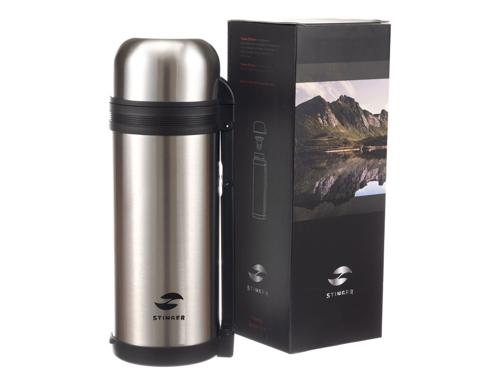 Термос Stinger, 1,5 л, широкий с ручкой, нержавеющая сталь, серебристый, 12,2 x 10,5 x 30,9 см-5