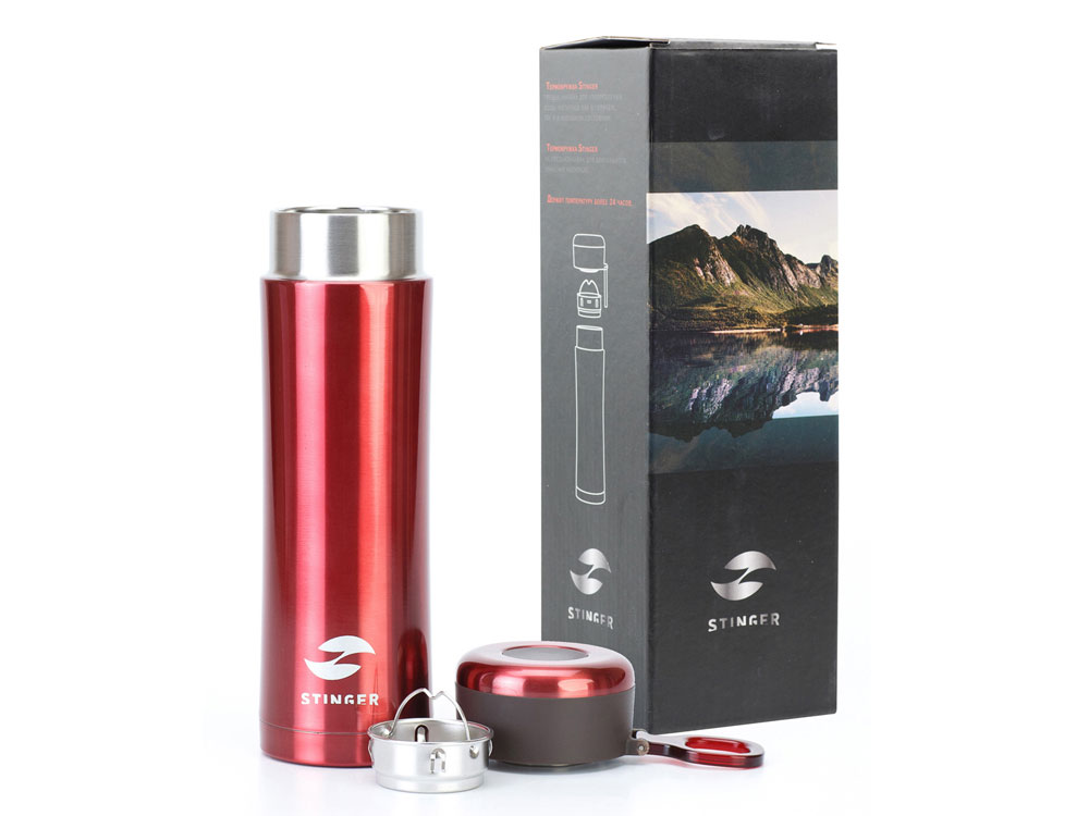 Термокружка Stinger, 0,42 л, сталь/пластик, красный глянцевый, 7,5 х 6,9 х 22,2 см-5
