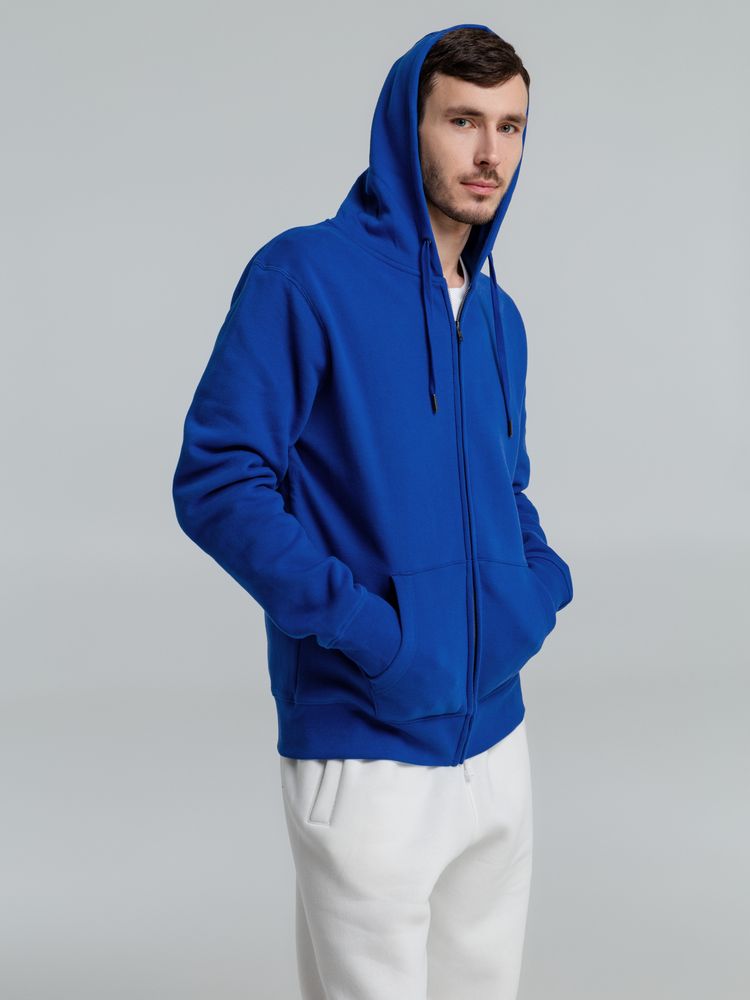 Толстовка на молнии с капюшоном унисекс King, ярко-синяя-3