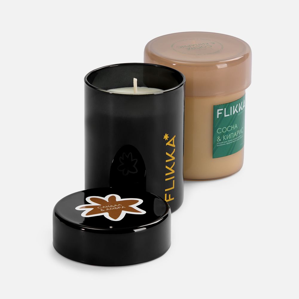 Ароматическая свеча Flikka, сосна и кипарис, бежевая-3