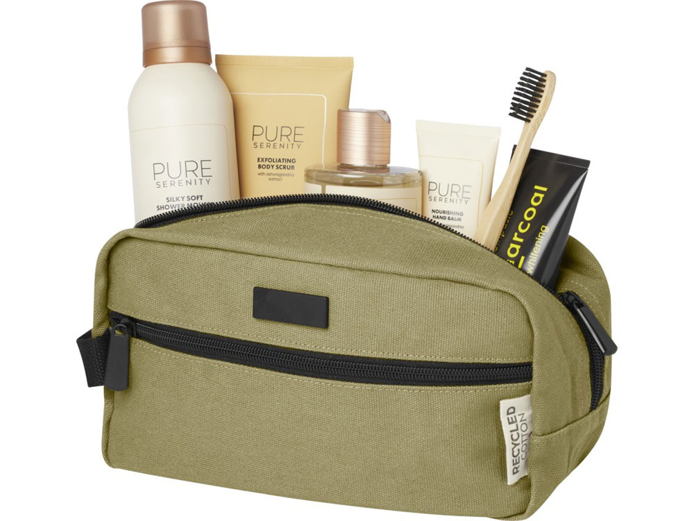 Косметичка Joey из холста, переработанного по стандарту GRS, объемом 3,5 л, оливковый-4