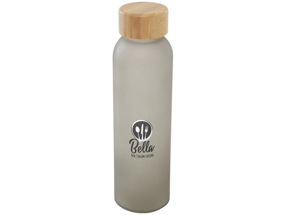 Lume бутылка из матового содово-известкового стекла объемом 500 мл с бамбуковой крышкой - Серый-4