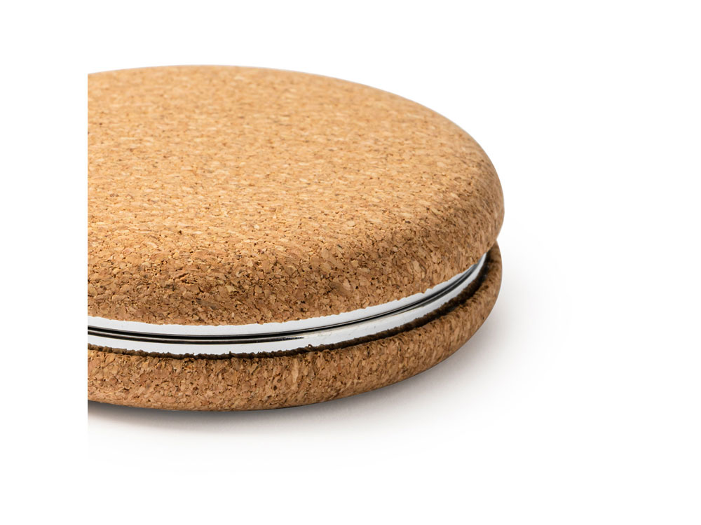 Складное зеркальце BELLE из натуральной пробки и хромированного металла-1