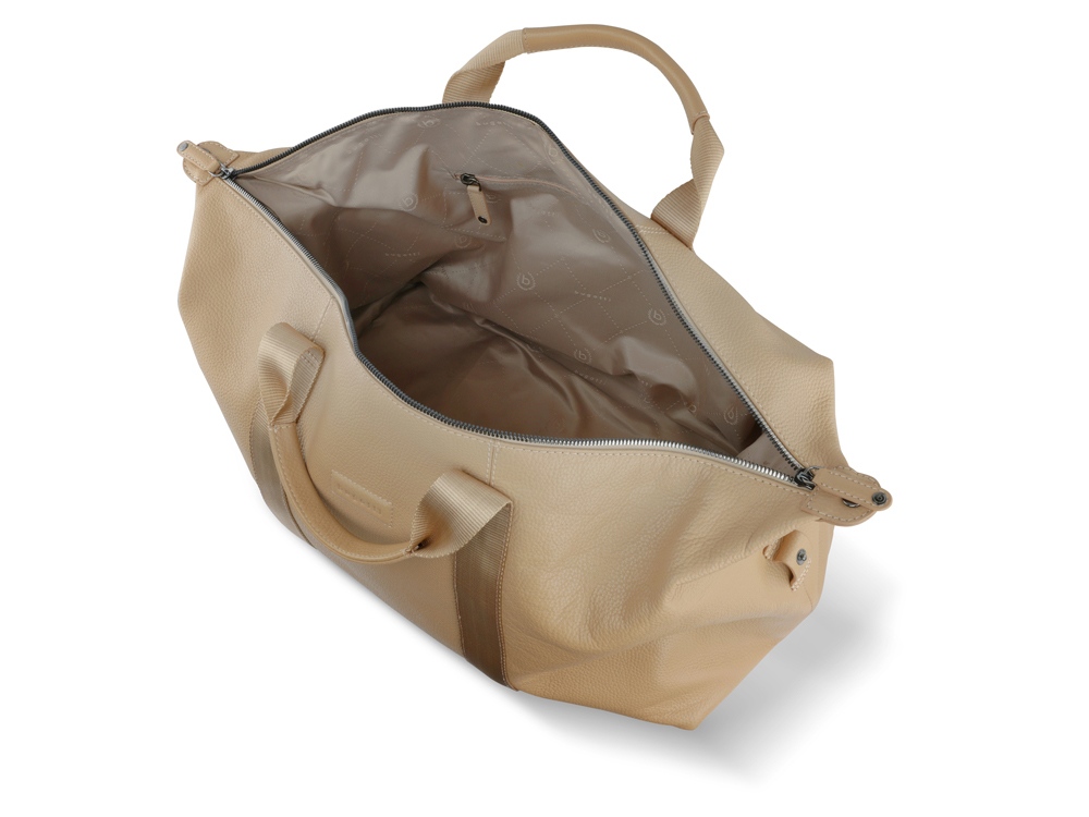 Сумка дорожная BUGATTI Elsa, песочного цвета, воловья кожа/полиэстер, 47х22х24 см-3