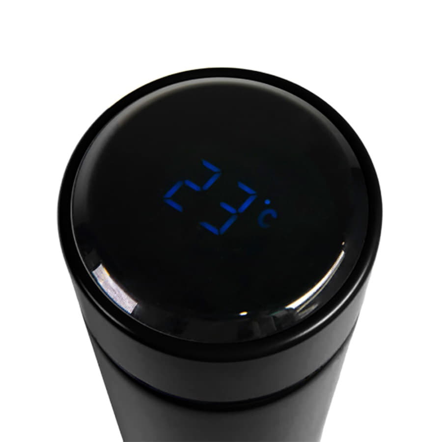 Термос THERMO с ситечком и индикатором температуры, 500 мл, черный-1