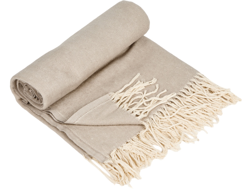 Плед Ёлочка 150х180 см. ПРЕМИУМ (бежевый однотонное)-1