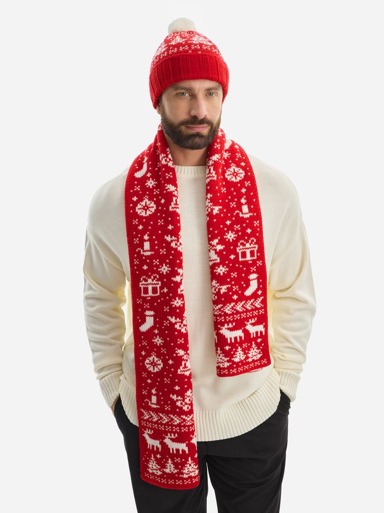 Шарф Holidale, красный с молочным-4