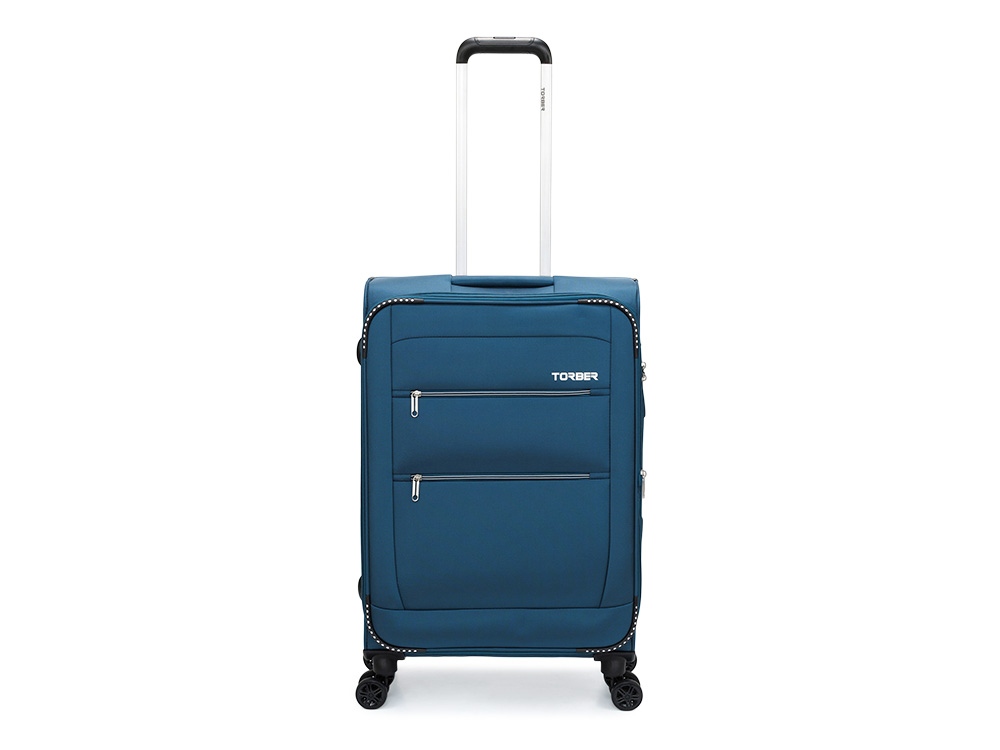 Чемодан TORBER ВИВИ, синий, полиэстер, 44 х 25 х 67 см, 63 л-1