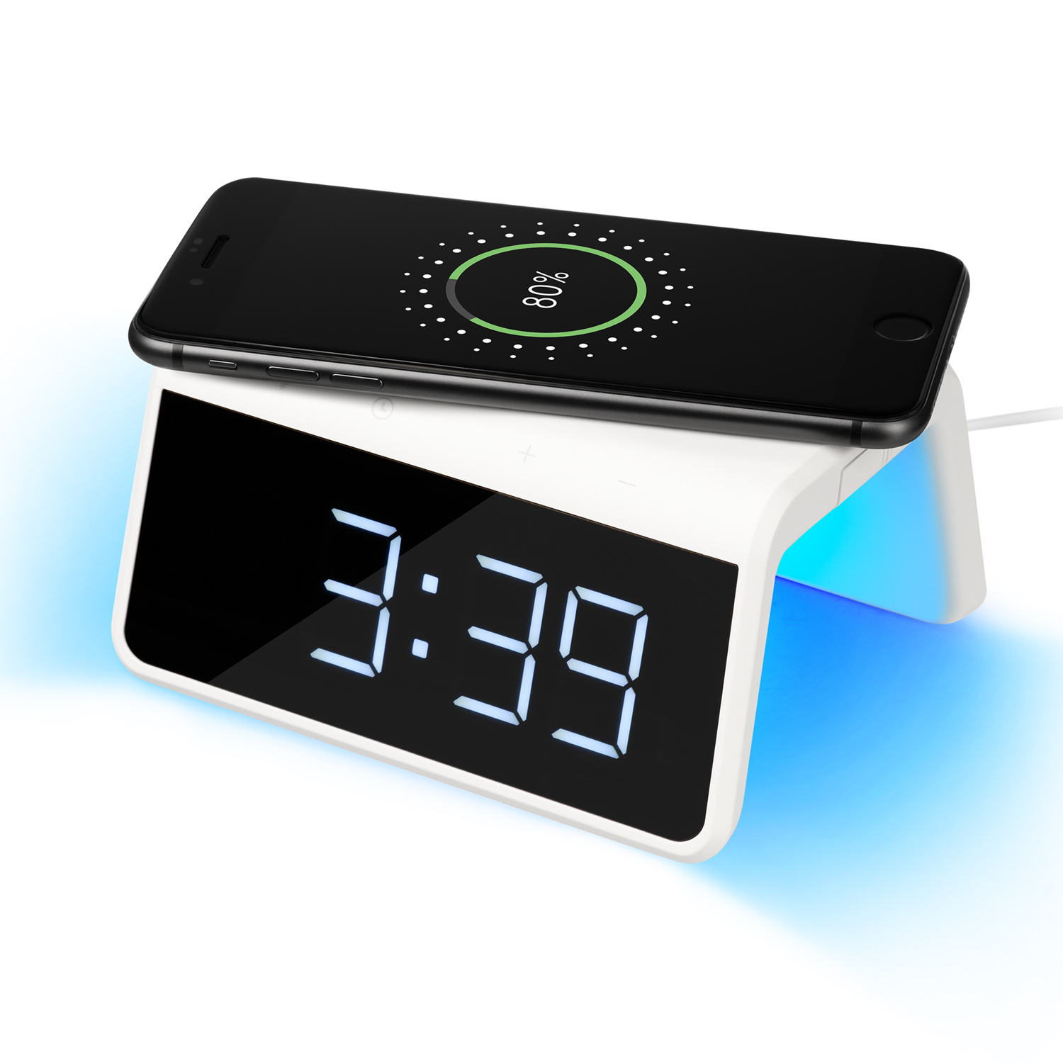 Зарядная станция с часами 15W Флейм (Flame), белая-1