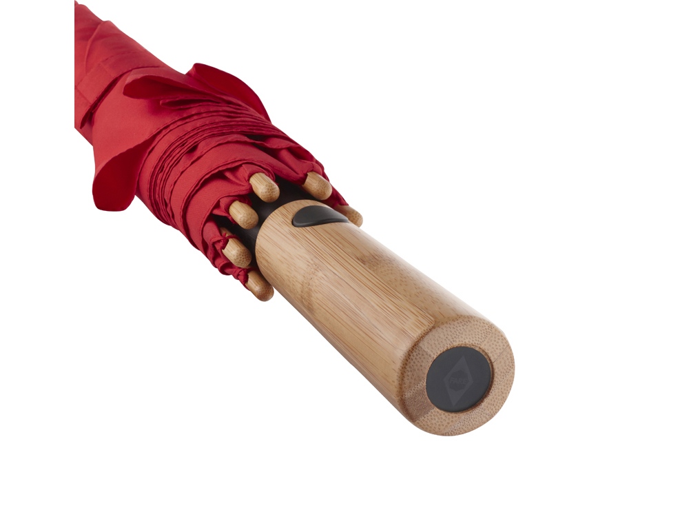 Зонт-трость 7379 Okobrella бамбуковый, полуавтомат, красный-7