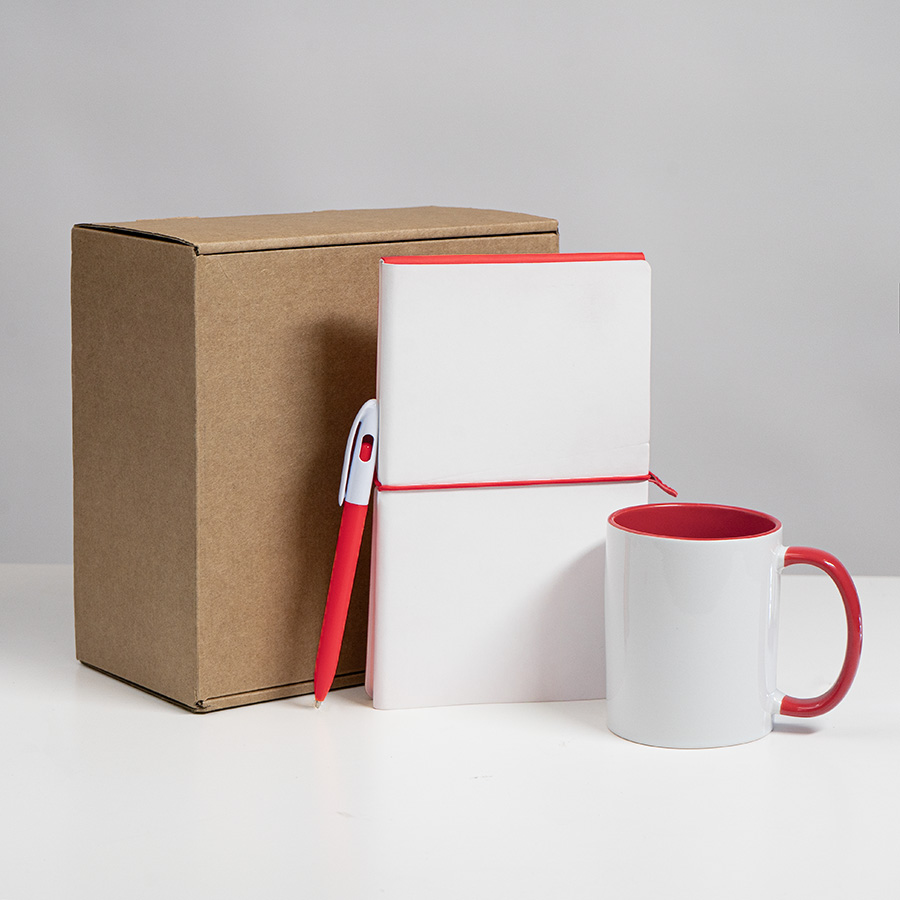 Набор подарочный WHITE VEIL: блокнот, ручка, кружка; белый/красный, белый, красный-0