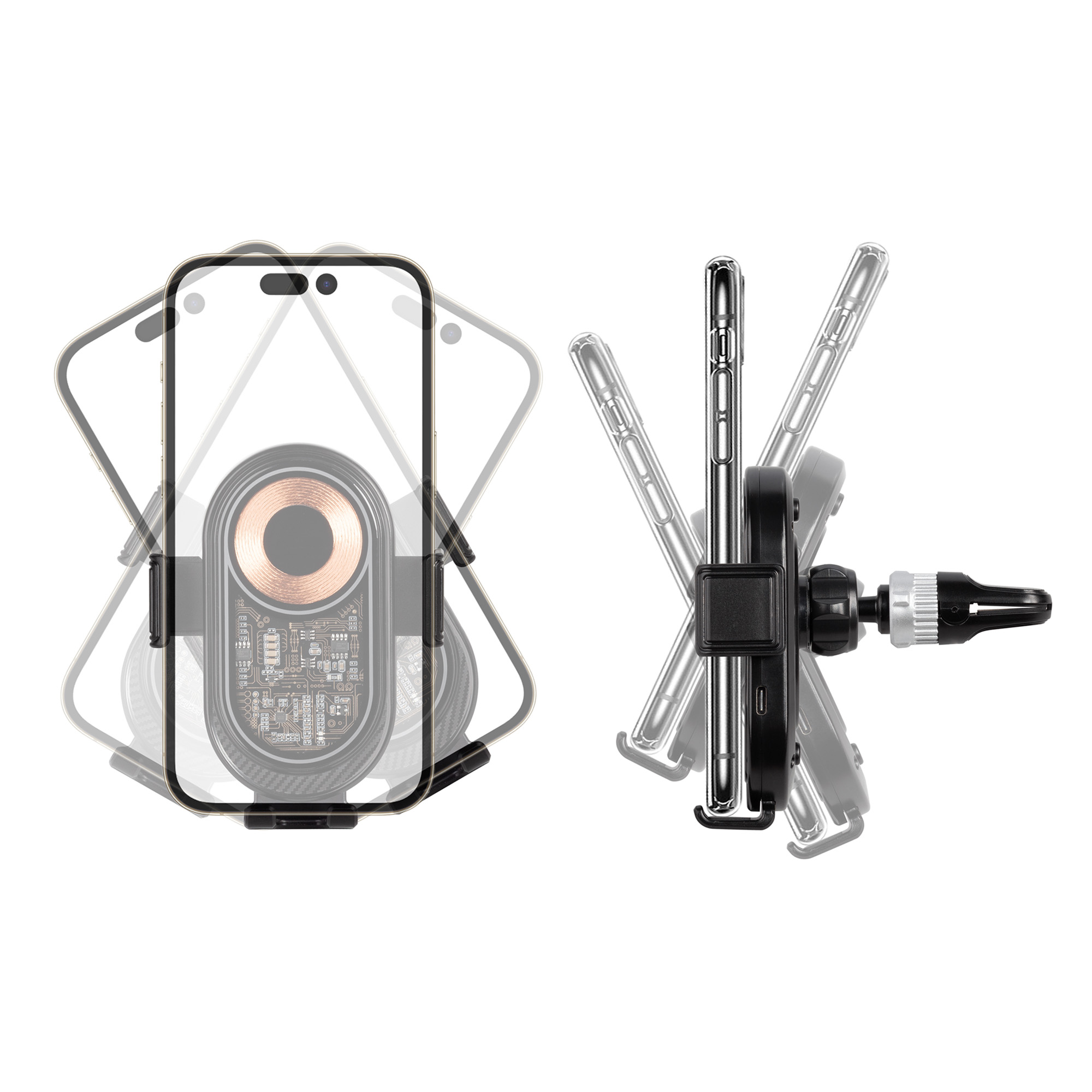 Автомобильное беспроводное (15W) зарядное устройство "Guide" с прозрачным корпусом-6