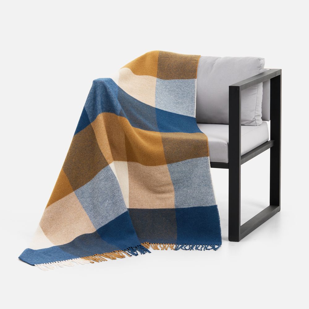 Плед Fleco, синий с коричневым-2