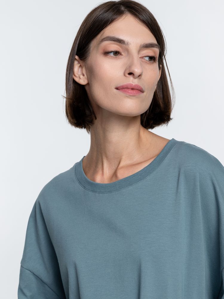 Футболка унисекс оверсайз Crosstown, серо-зеленая-5