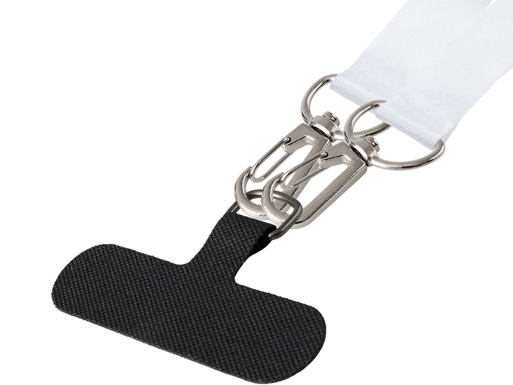 Ланъярд 2 см под сублимацию с 2-мя трендовыми карабинами и узким держателем для телефона из ПЭ, серебристый-3