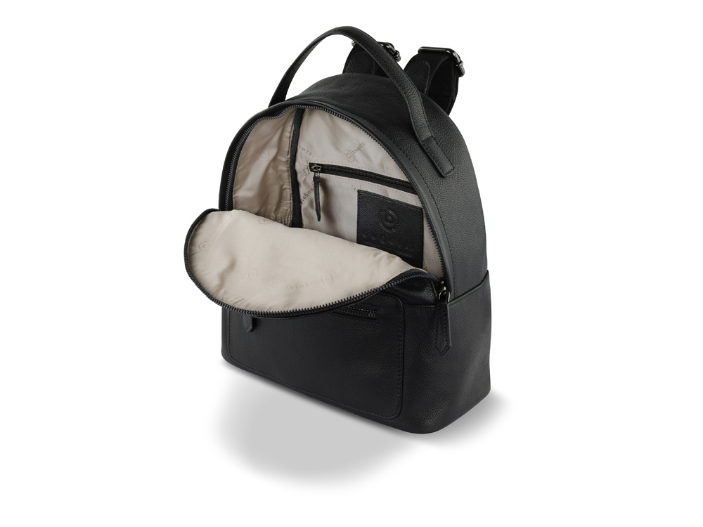 Рюкзак женский BUGATTI Bella, чёрный, воловья кожа/полиэстер, 24,5х12х27 см-3