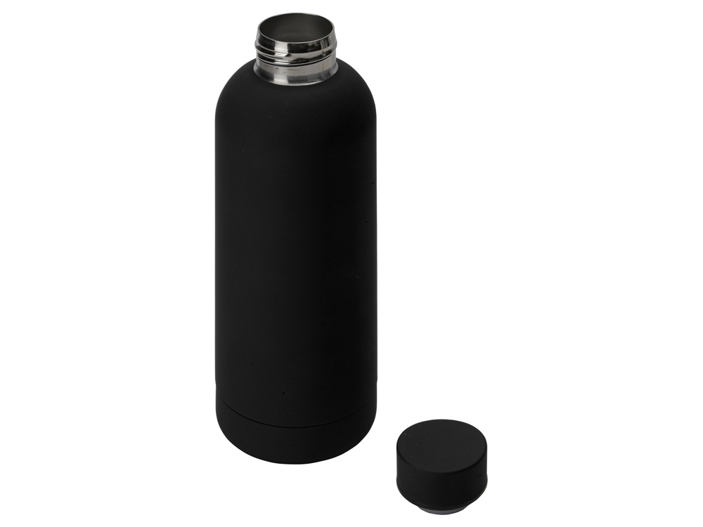 Вакуумная термобутылка Cask Waterline, soft touch, 500 мл, тубус, черный-1