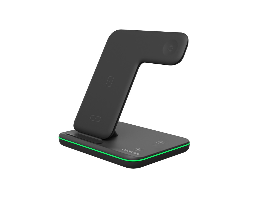Беспроводное зарядное устройство для гаджетов 3-в-1 с технологией QI Canyon WS-303 (CNS-WCS303B), 15W, черный-0