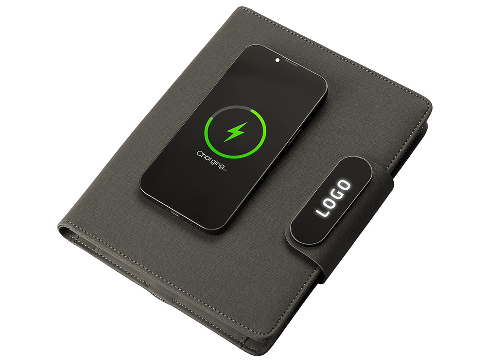 Подарочный набор металлическая ручка и блокнот А5 Twilight  со светящимся логотипом и пауэрбэнком-3