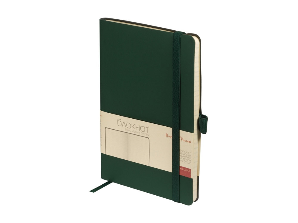 Блокнот А5  City Flex на резинке, зеленый-0