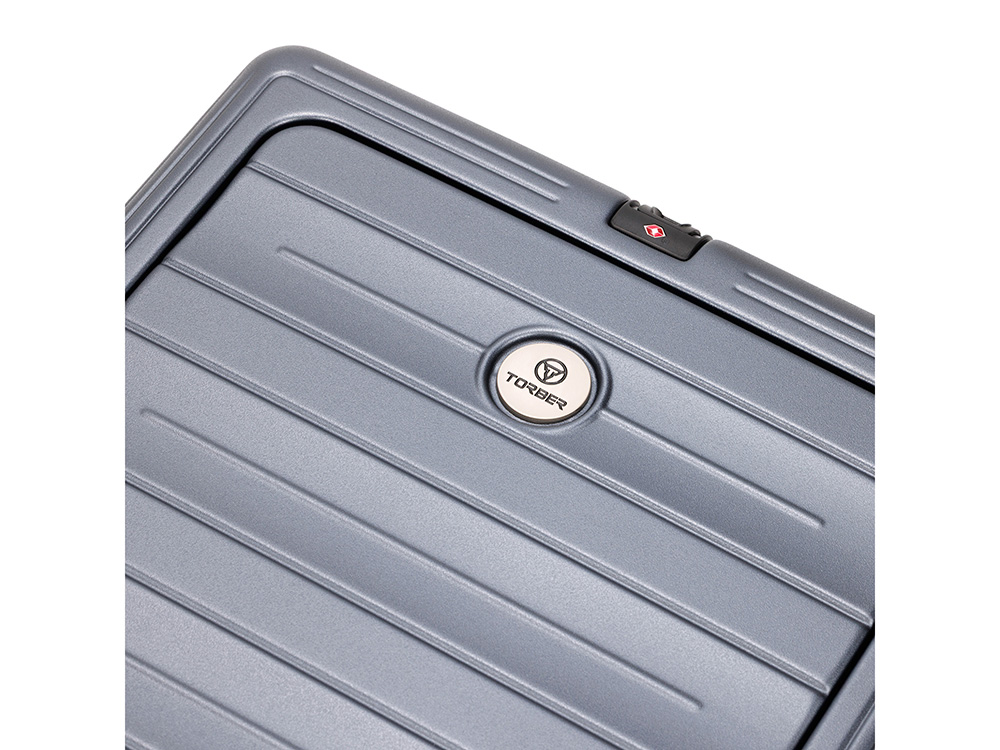 Чемодан TORBER БАЙКАЛ, тёмно-серый металлик, поликарбонат, 37,5 x 20 х 54 см, 37 л-8