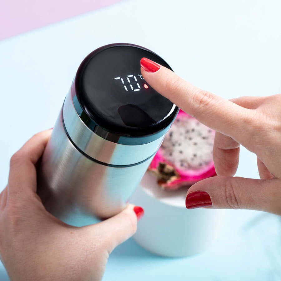 Термос KAUCEX с ситечком и индикатором температуры, серебристый-5