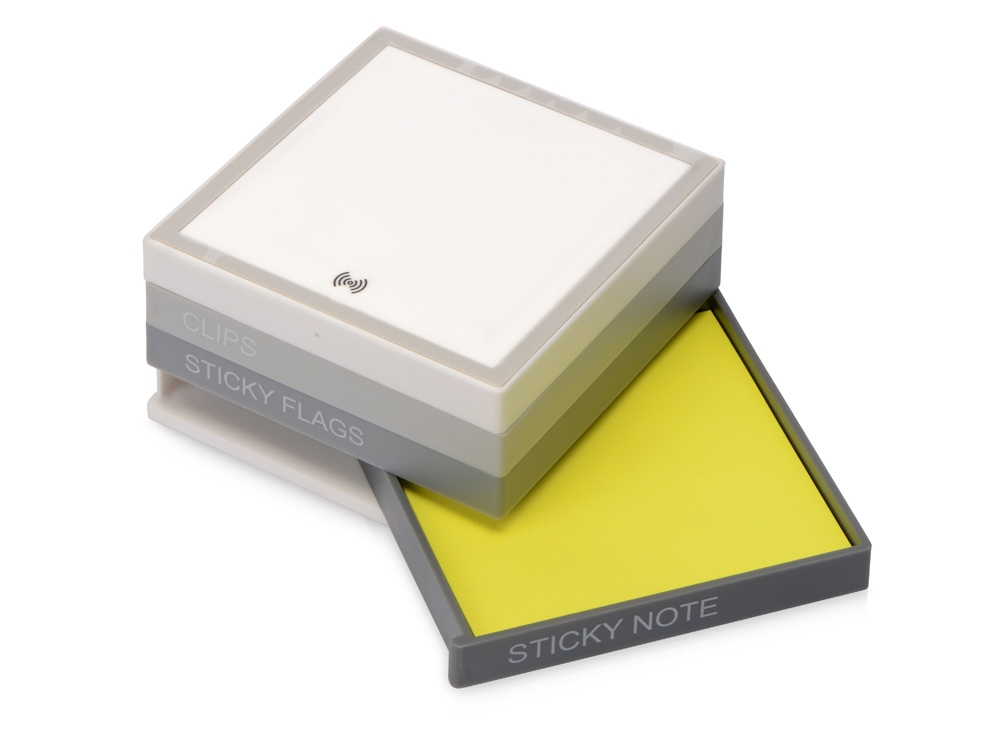 Настольный органайзер с функцией беспроводной зарядки, белый-5