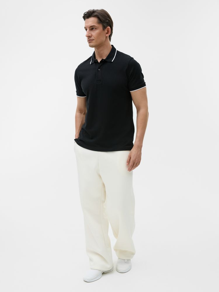 Рубашка поло унисекс Palermo, черная с белым-3