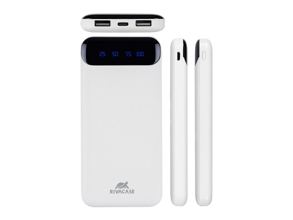 RIVACASE VA2240 (10000mAh) с дисплеем, белый, внешний аккумулятор 12/48-6