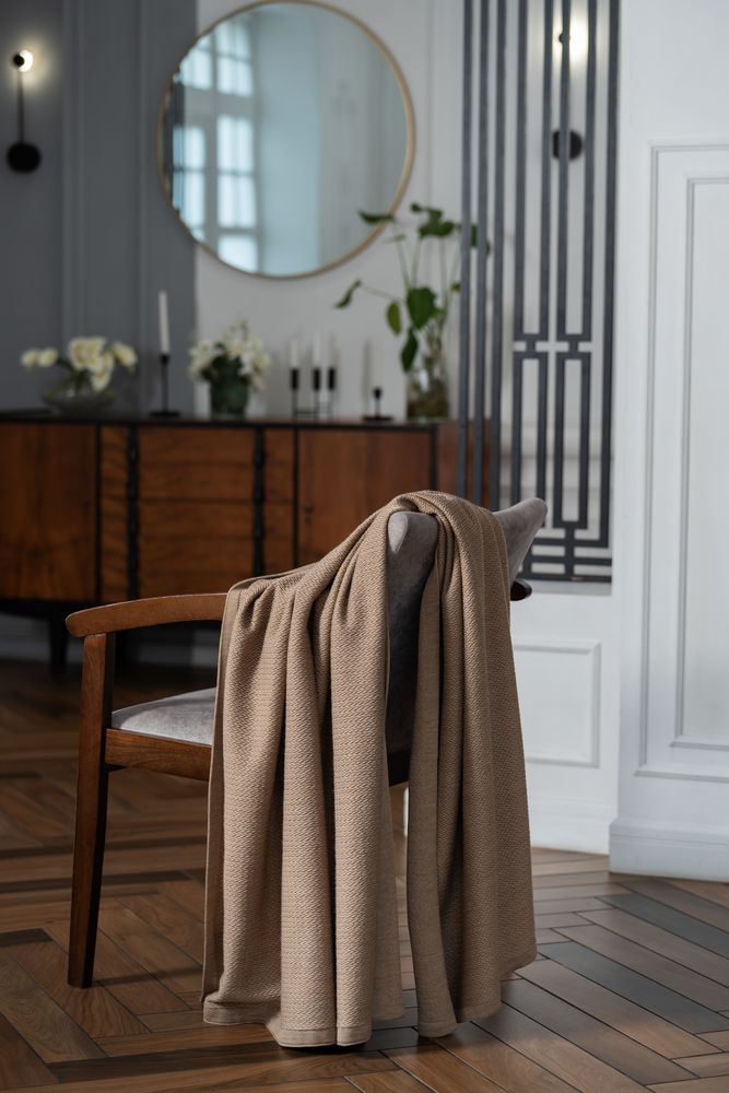 Плед Ornato, бежевый (миндальный меланж)-4