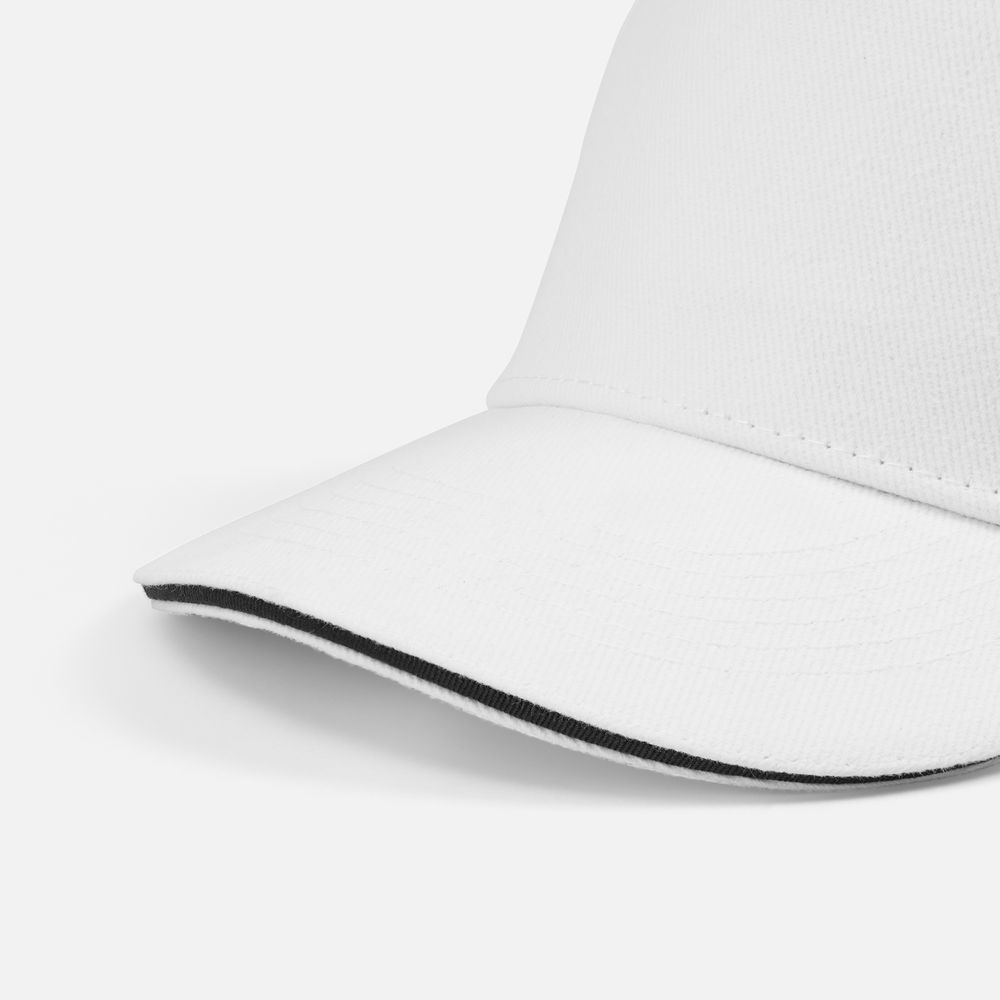 Бейсболка Classic 2.0, белая с темно-синим кантом-1