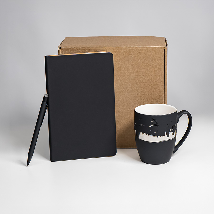Набор подарочный ARISTOCRATIC: ежедневник, ручка, кружка; черный/серебро, черный, серебристый-1