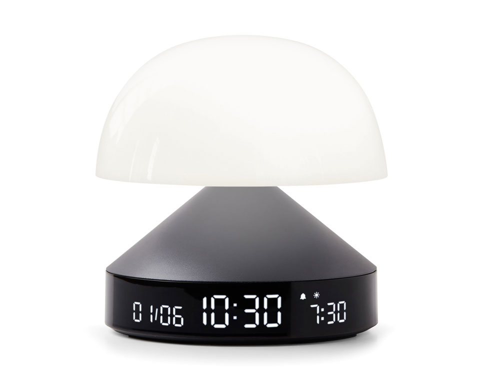 Светильник с часами и световым будильником Mina Sunrise, темно-серый-0