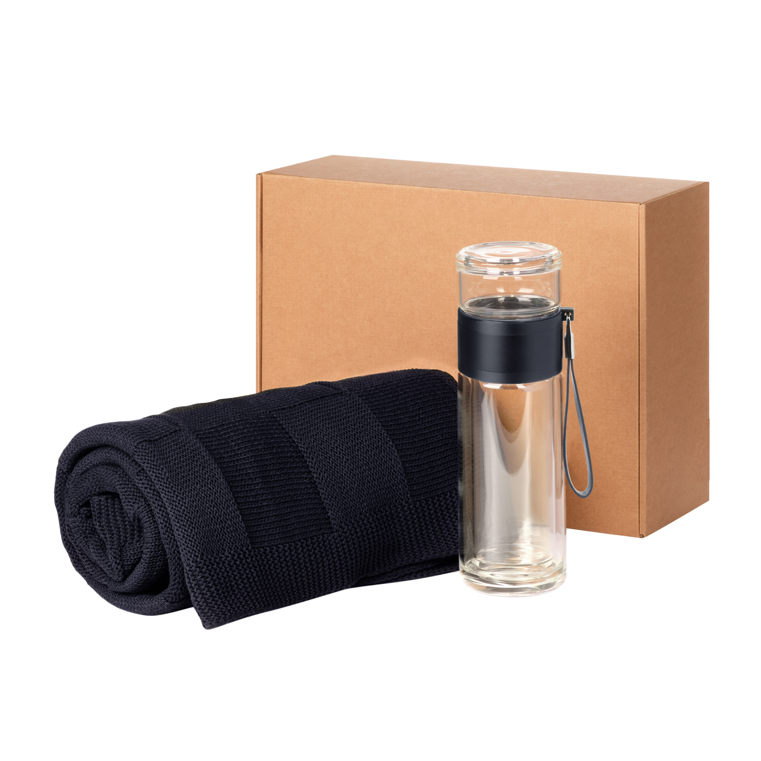 Подарочный набор Терсо (Terso), Селла (Cella), синий (плед, термобутылка)-0