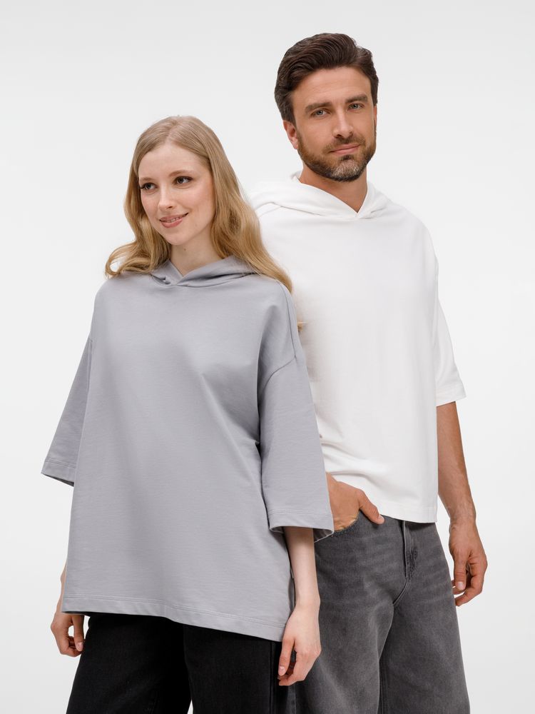 Футболка оверсайз унисекс с капюшоном Neofit, молочно-белая-9