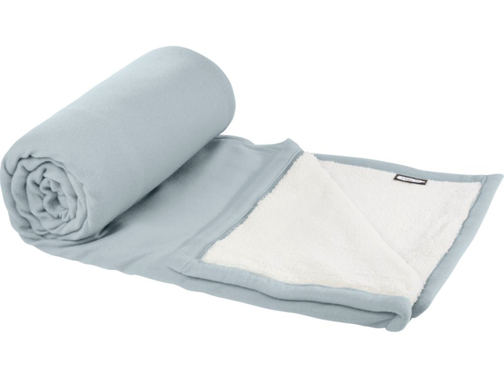 Плед Marigold из флиса из вторичного ПЭТ и искусственного меха, серый/белый-3