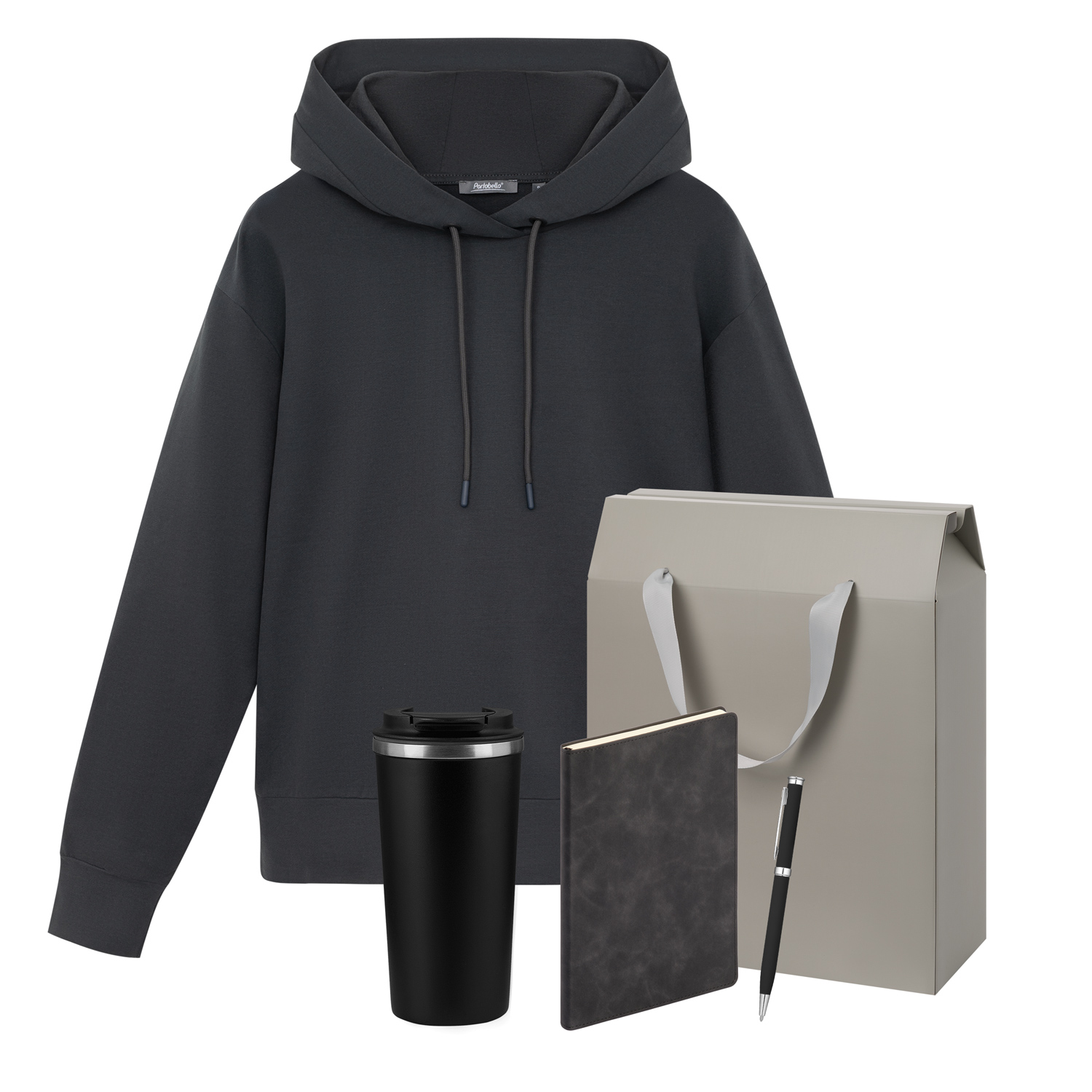 Набор с одеждой Алекс (Alex) (худи, термобутылка, ежедневник, ручка), серый, M-0