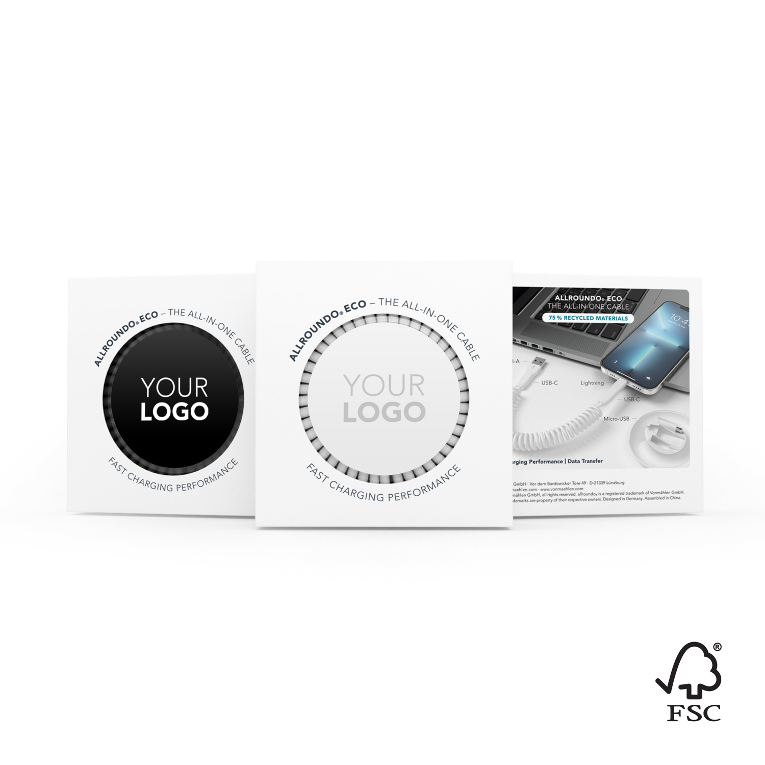 Кабель спиральный в футляре Allroundo eco с быстрой зарядкой, 90 см, белый-8