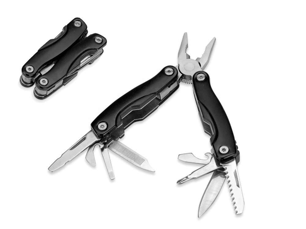 Набор с мультитулом и фляжкой Путешественник 2.0., черный-2