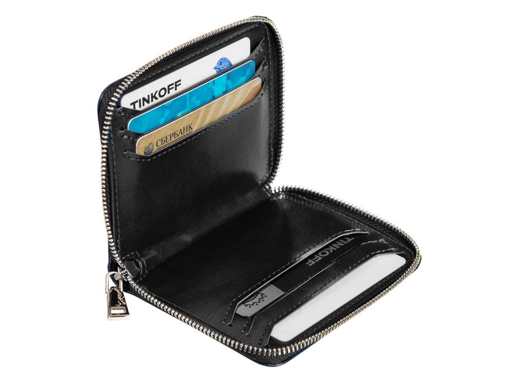 Картхолдер на молнии для 8 пластиковых карт с RFID защитой Fabrizio, черный-5