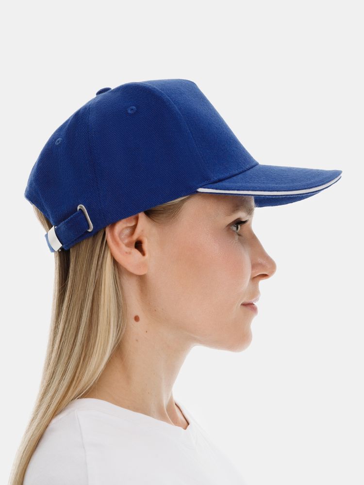 Бейсболка Classic 2.0, ярко-синяя с белым кантом-3