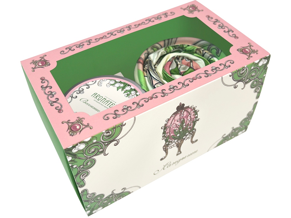 Набор: платок Ландыши и свеча Весенние цветы-2