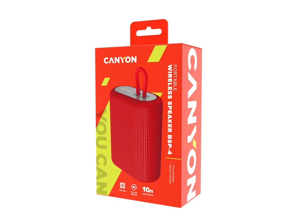 Портативная беспроводная колонка Canyon BSP-4, 5W, 1200mAh, красная-5