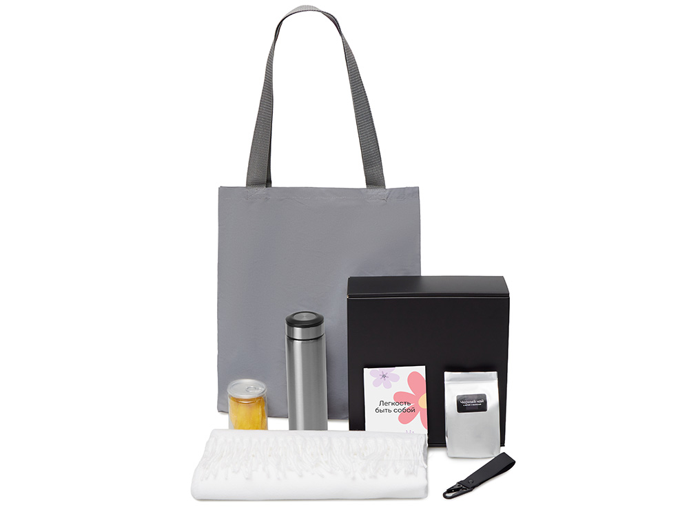 Подарочный набор Re:f. Walk с палантином, шоппером и термосом, белый-1