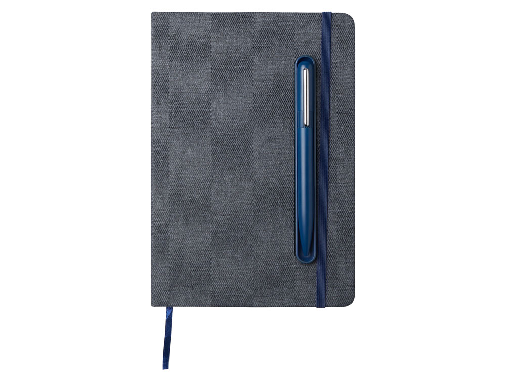 Набор блокнот А5 с магнитным держателем для ручки и подставкой для телефона и металлической шариковой ручкой NotaBene, темно-синий-2